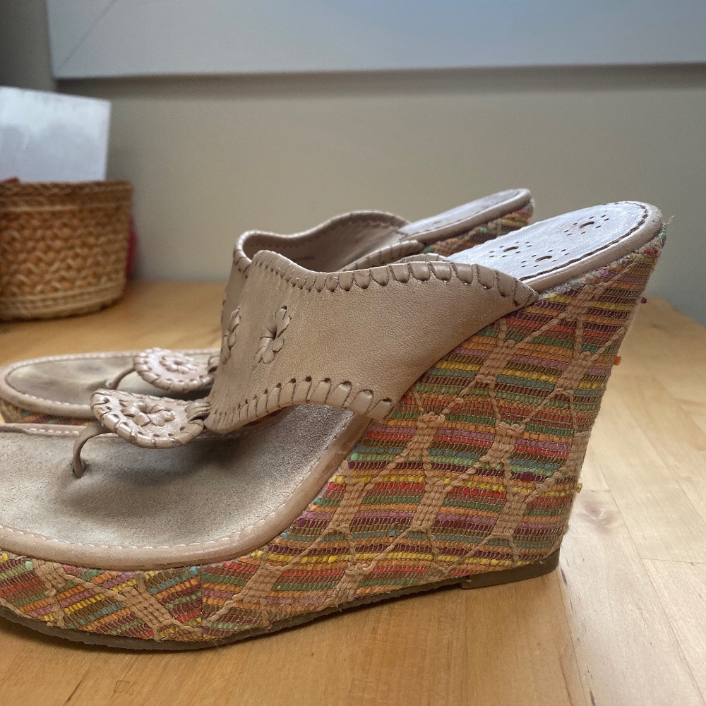 Jack Rogers Marbella Rainbow Multicolor Wedge Platform Sandal - 10